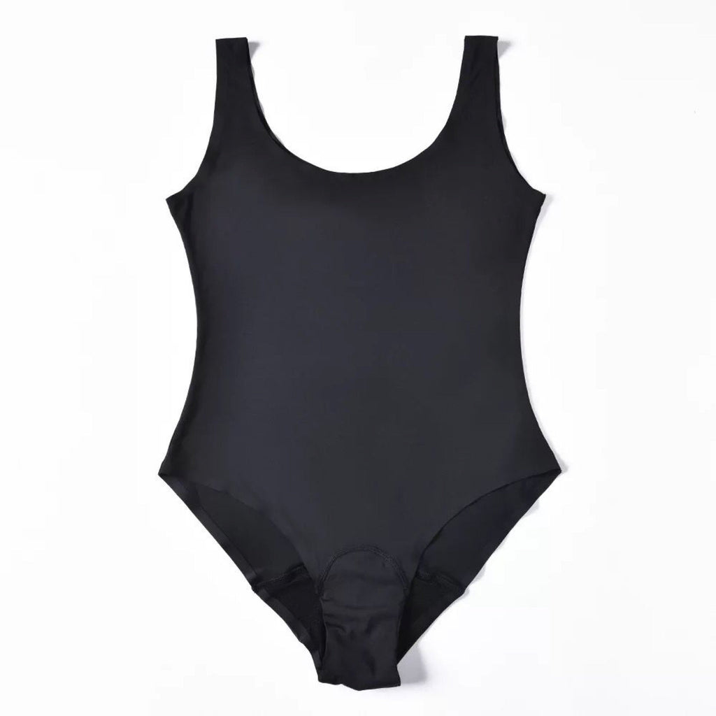 Mongato Swim one-piece in Black, laid flat