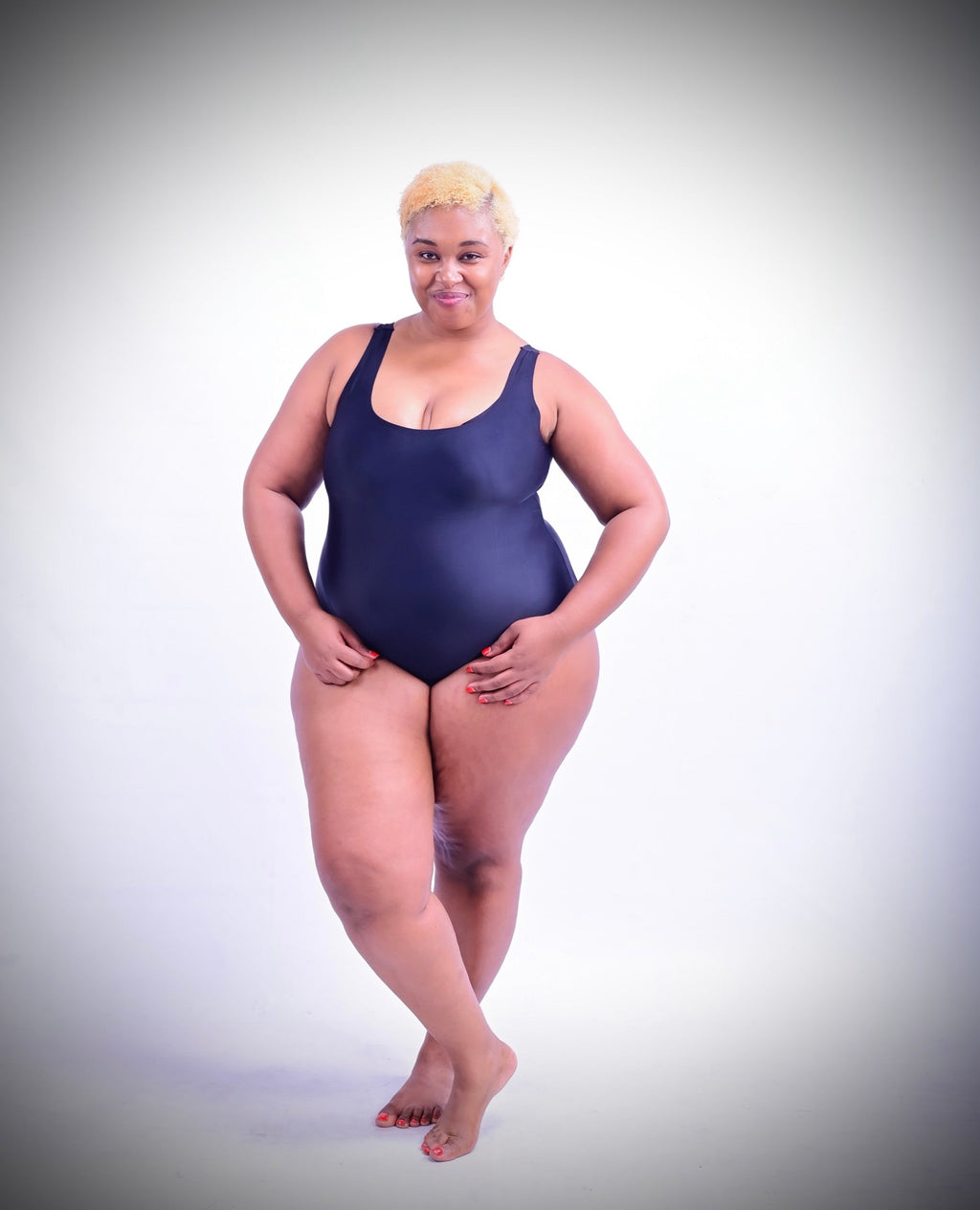 Mongato Swim one-piece period swimsuit worn by a model