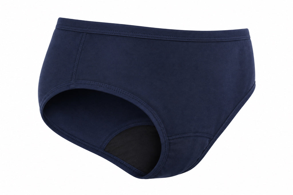 Mongato Basic bikini-cut period underwear, side view showing the gusset