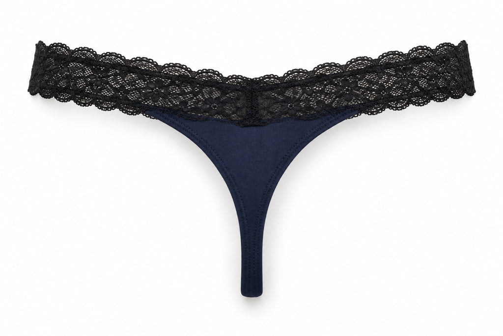 Mongato Basic Thong period underwear with lace waistband, back view
