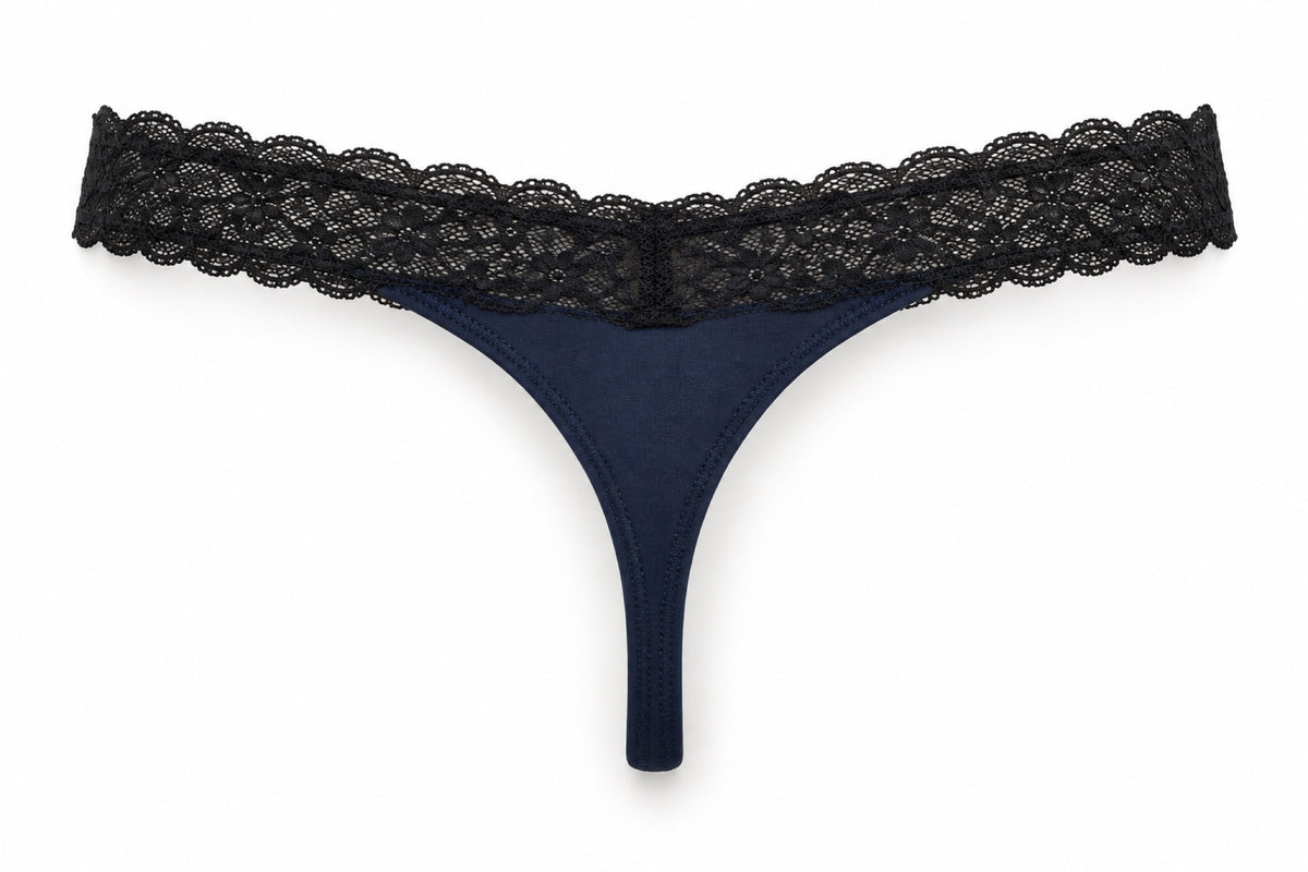 Mongato Basic Thong period underwear with lace waistband, back view